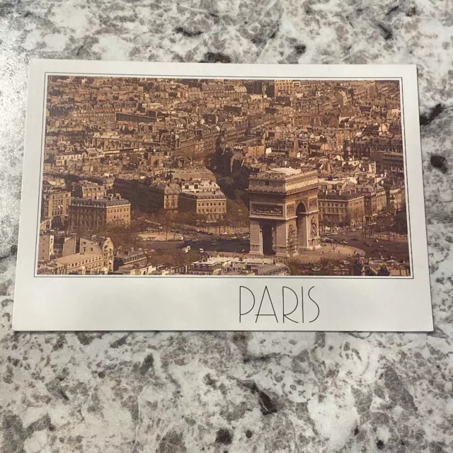 Postcard Paris France Aerial Charles De Gaulle Square Triumphal Arch Europe ￼