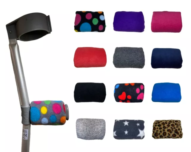 Crutch Handle Covers Padded Foam Pads Fleece Adult Crutches Various Colours