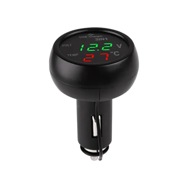 3 In 1 Digital Voltmeter And Thermometer USB Car Lights for Car Interior Battery