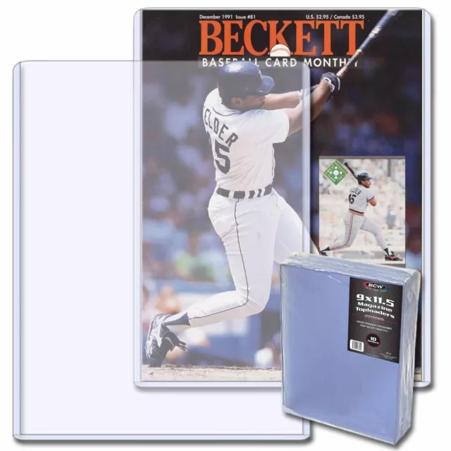 1 Pack of 10 BCW 9 x 11.5 x 5mm Thin Magazine Hard Plastic Toploader Holders