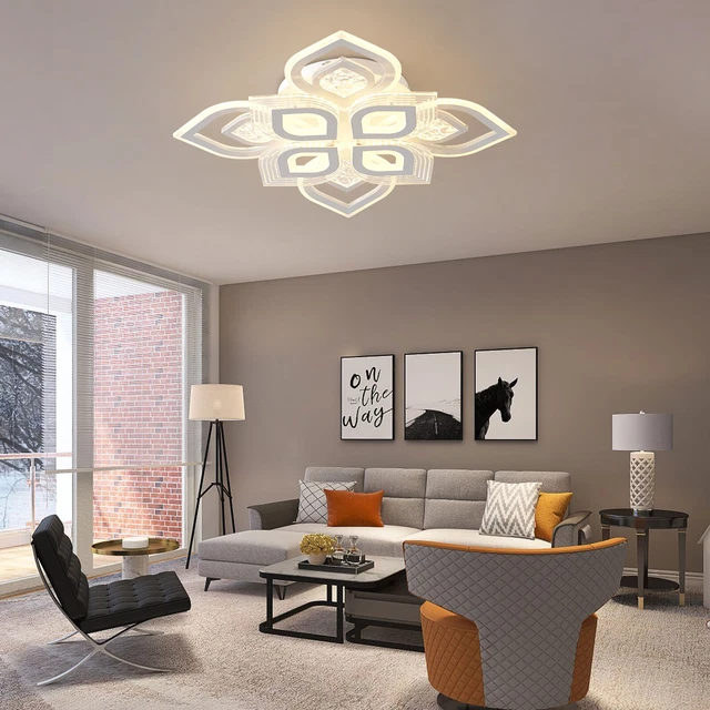 Acrylic Modern LED Ceiling Pendant light Dimmable Chandelier w/ Remote  White
