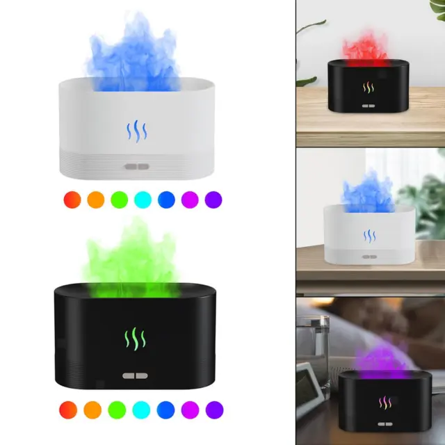 Luftbefeuchter USB mit realistischer Flamme, leisem, wasserlosem Nebel mit