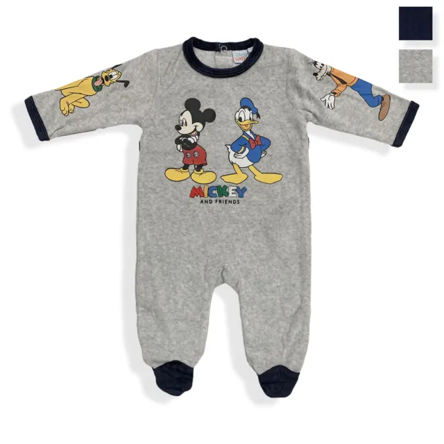 Tutina Disney Pagliaccetto neonato Mickey Mouse Pigiama in ciniglia bimbo 5937