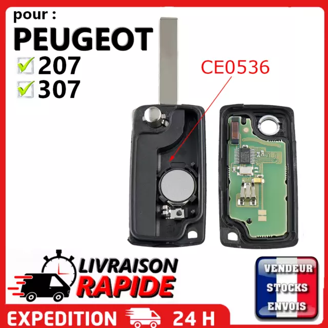 Hülle Schlüssel CE0536 Elektronisch für Peugeot 207 307 308 2 Tasten Ohne Rille