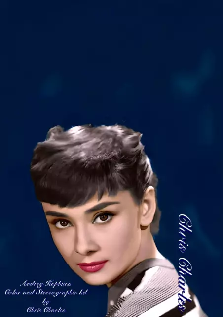 AUDREY HEPBURN  by Chris Charles  A3 HD ART PRINT COLORISED PHOTO PRINT portrait