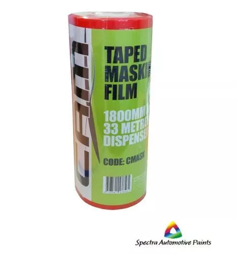 CAM Taped Masking Film With Dispenser 1800mm x 33m. Plastic Overspray