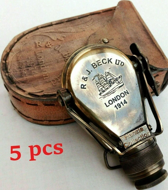 Estuche de cuero Latón Binocular Antiguo Vintage Náutico Catalejo...