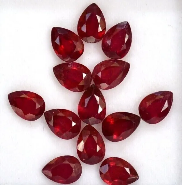 Natural 220 Ct Burmese Certified Red Ruby Flawless Lot Pear Cut Loose Gemstone