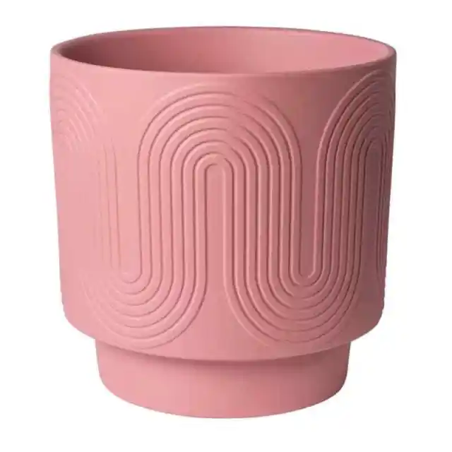 Better Homes & Gardens Amy Round Ceramic Wave Planter 10” Pot Modern Pink Vase