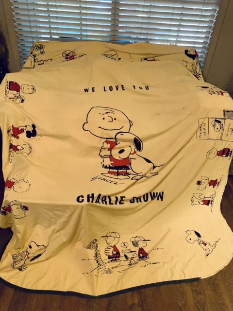 Vintage 1966 Peanuts Charlie Brown United feature Syndicate Queen/Full Bedspread