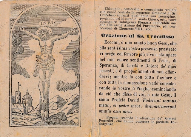Santino Orazione al SS Crocifisso Gesù Cristo preghiere stampa incisione