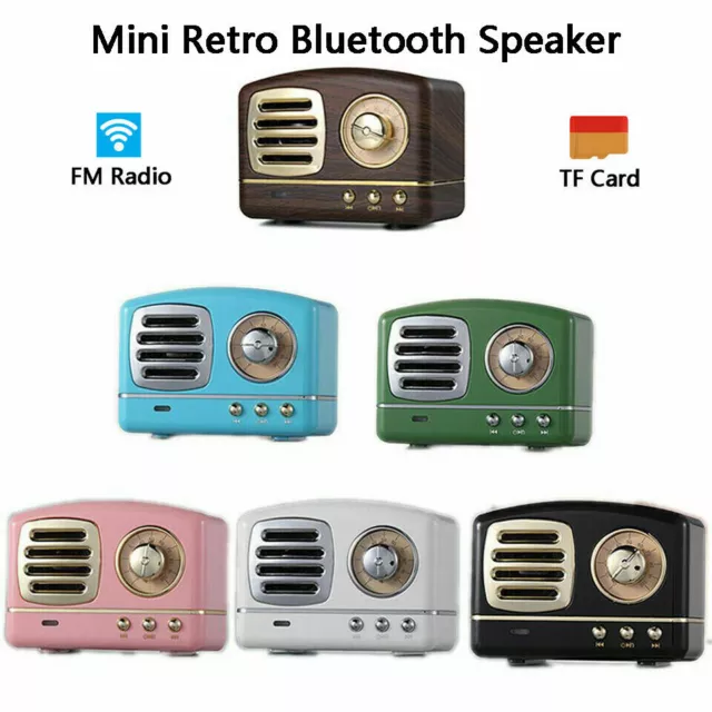 Retro Portable Wireless Bluetooth Speaker Vintage Subwoofer USB/TF/AUX/FM Radio