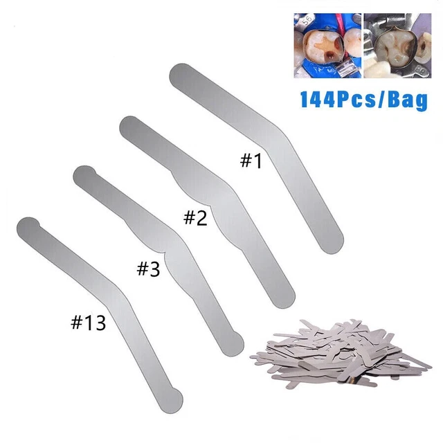 144-Piece Dental Tofflemire Matrix Band Set - Stainless Steel, .0015" Thick, Size #1