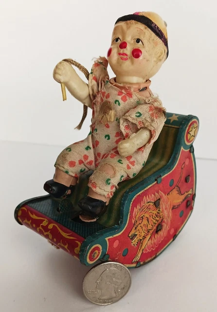 rare clown cirque culbuto poussah celluloïd fond bureau d'étude convert
