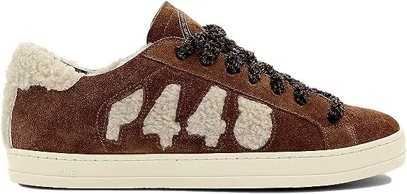 P448 Women's John Faux Shearling Suede Sneakers Slavia Brown Size EU 36, US 6