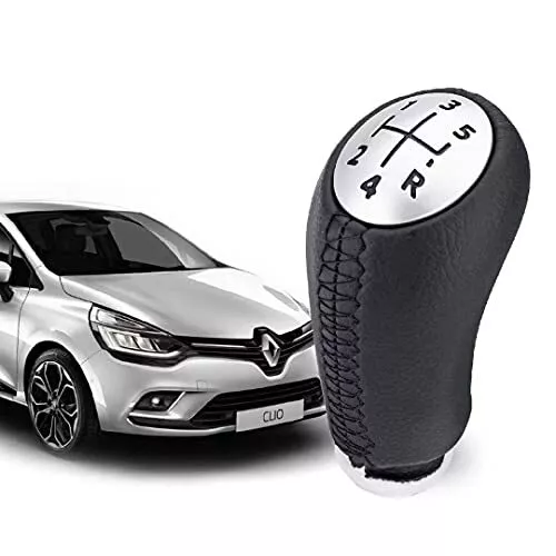 O³ Pommeau de Vitesse Clio 3 – en Cuir - Levier de Vitesse 5 Vitesses pour La...