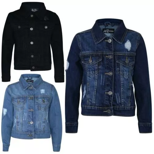 Bambini Ragazzi Jeans Giacca Designer Strappato Moda Cappotto Età 3-13 Anni