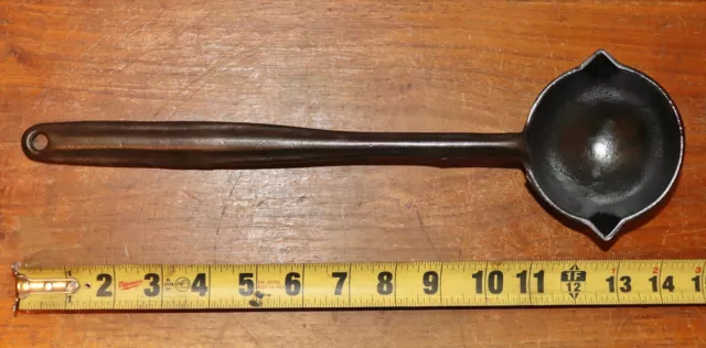 "Nice" Antique Heavy Duty SMELTING LADLE 3.5" Dia. Bowl x 14.25" Long Cast Iron