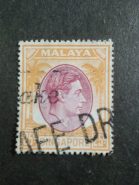 Malaya Singapur Singapore, Briefmarke 25 C, George VI Entwertet, VF Verwendet