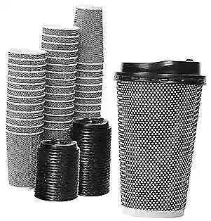 Lamosi 80 Pack 16oz Paper Coffee Cups,Disposable Coffee Cups with 16 OZ Black