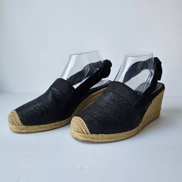 LAUREN RALPH LAUREN Womens Black Penelopie Wedge Slip On Espadrille Size 8.5