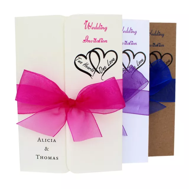 Wedding Day or Evening Invitations - Personalised Gatefold with envelopes