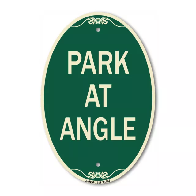 SignMission Designer Series Sign - Park at Angle 12" x 18" Aluminum Oval Sign