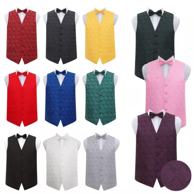 Gilet da matrimonio formale da uomo cappotto fiocco tessuto floreale paisley di DQT
