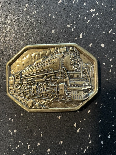 1985 Avon Steam Engine Locomotive Train Railroad RR Brass Vintage Belt Buckle