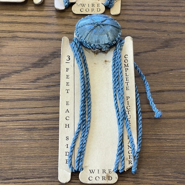 NOS 3 Wired Cord Picture Mirror Hanger Tassle New Vintage Blue 2