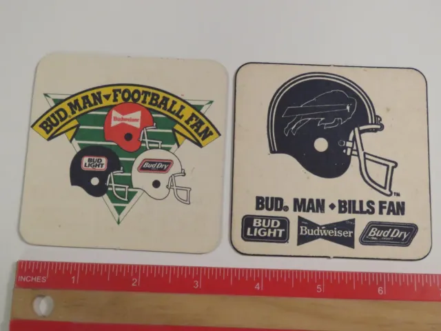 Beer Football Coaster ~ Anheuser Busch BUDWEISER Bud Man ~ NFL Buffalo Bills Fan