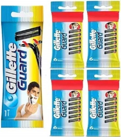 Gillette Guard Cartridge Single Blade With Razor (25Cartridge + 1 Razor Handle)