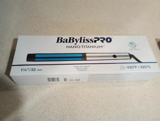 NIB BaByliss Pro Nano Titanium 1 1/4 Inch Barrel CurlingWand  Iron