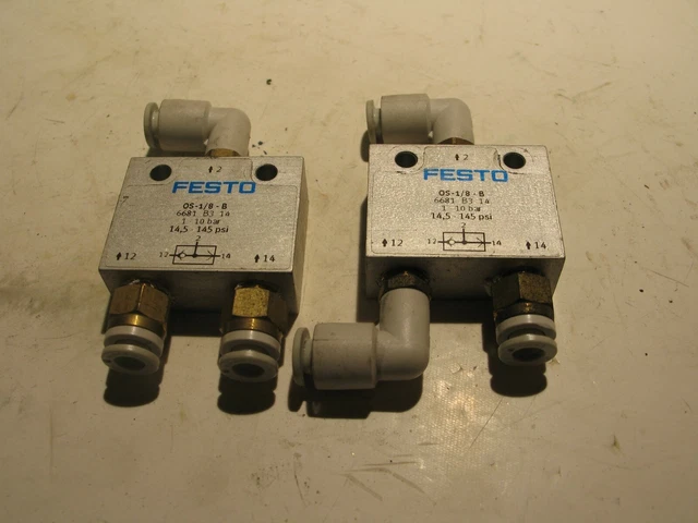 2Pcs Festo Os-1/8-B Or-Gate Shuttle Valve 1/8 G W/ 1/4" Tube Fittings P7765