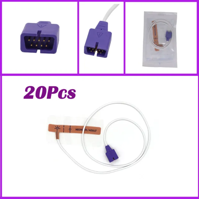 20Pcs Disposable SpO2 Sensors for Adult/Neonate Apply to Nellcor MAX-A/P Oximax