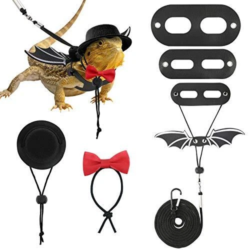 Bearded Dragon Lizard Leash Harness (S/M/L 3 Pack), Adjustable Leash Bat