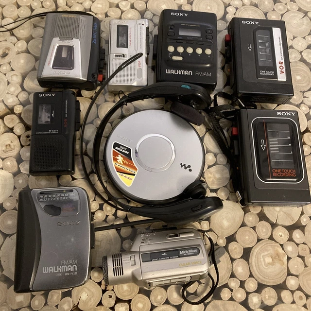 LOT OF 10 Sony Walkman Discman Micro Cassette Recorder Headphones Parts