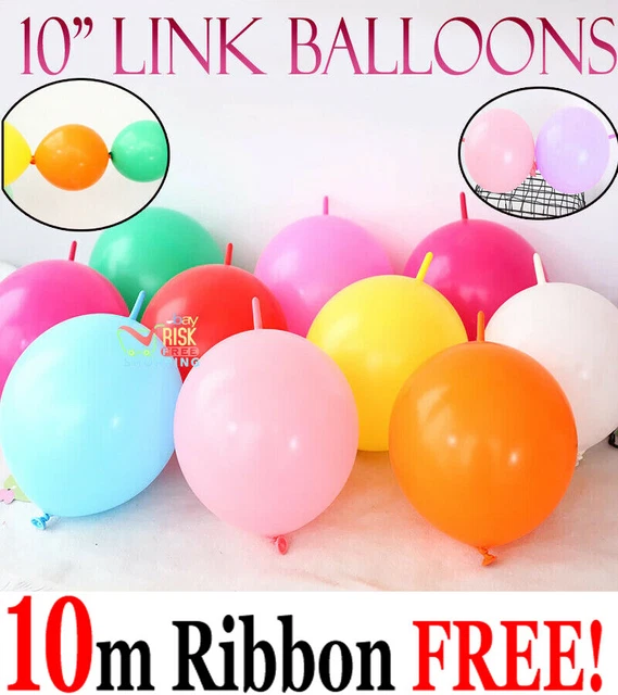 Pack of 100 Quick Link 10" INCH Latex Balloons- Linking Garland Party Decoration