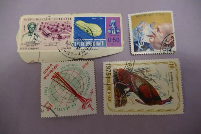 5 Haiti used postage stamps philately philatelic postal