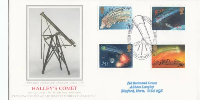 (105830) CLERANCE PPS Sothebys Halleys Cometa GB FDC Planetario de Londres 1986
