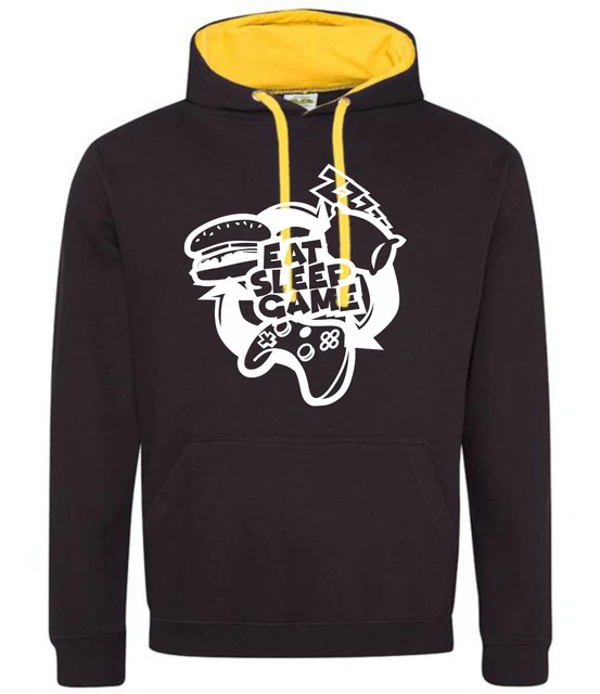 Mens Gaming Hoodie Hoody Hooded Sweatshirt Eat Sleep Game #2 Gamer Gifts