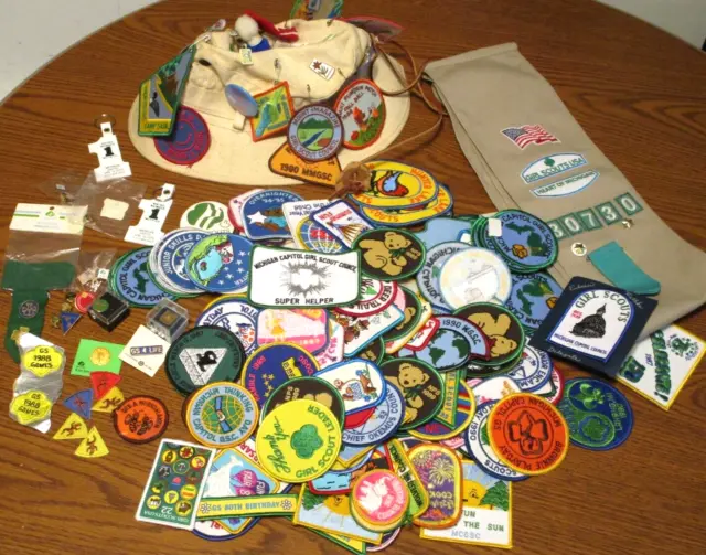Huge Mixed Lot Girl Scout Patches Swaps Trading Crafts