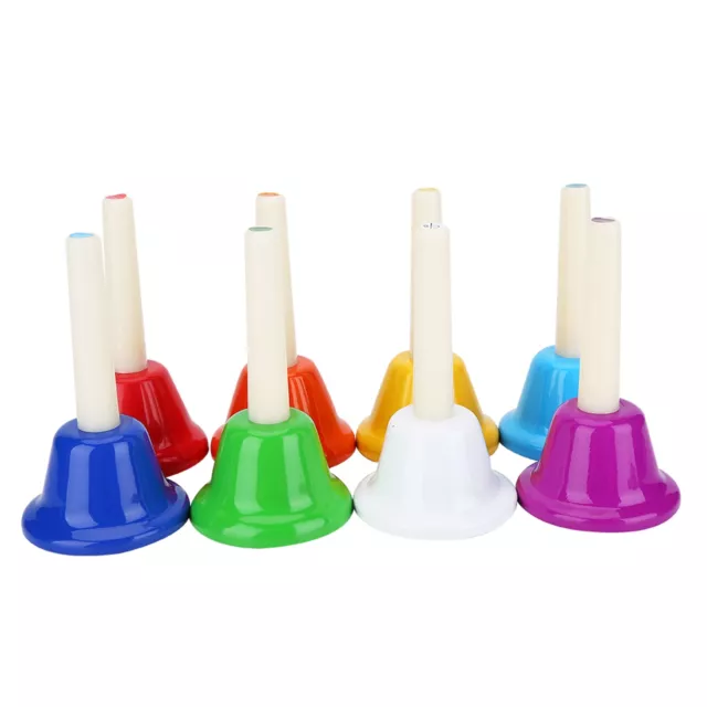 8-Note Colorful Metal Hand Bell Handbells Set Musical Instrument Toy For Kid LSO