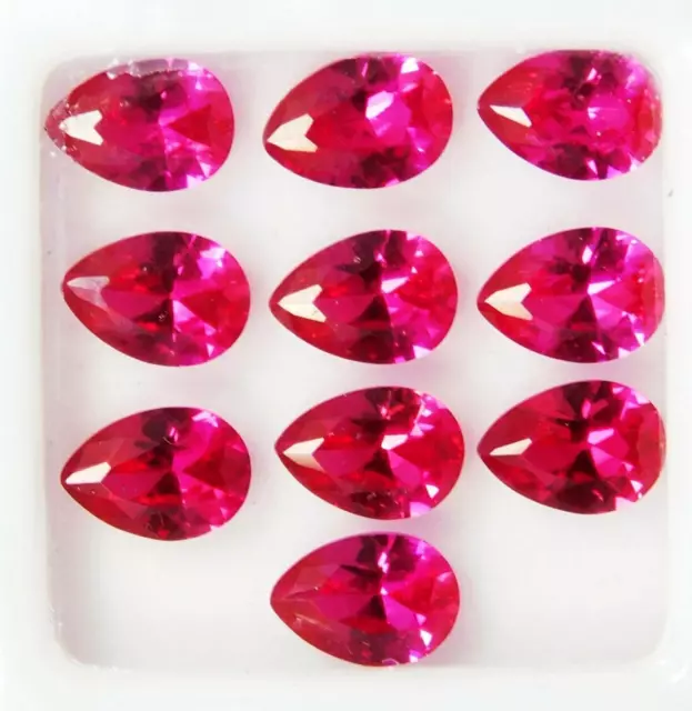 Natural Ruby Dark Red Corundum Pear Shape 6 mm Faceted  Loose Stones 10 pcs