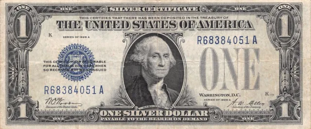 1928 series A FUNNY BACK - $1 Silver Certificate Note