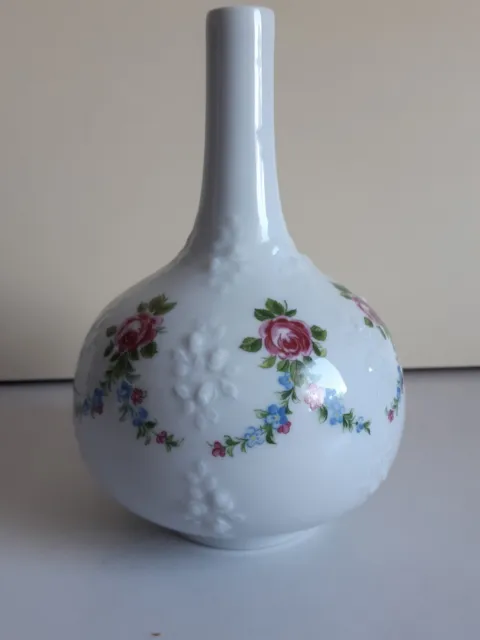 Florero Wallendorf Porcelana Con Rosengirlanden = Diseño 60er Años DDR