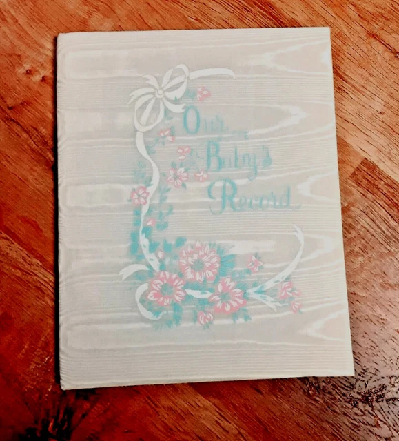 Vintage 1941 Baby Book "Our Baby's Record" Unused Illustrated White Pink Flowers