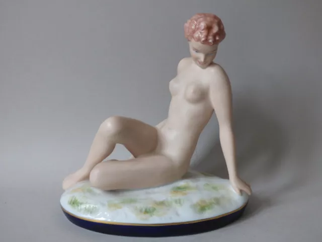 Rare Royal Dux Bohemia Czech Porcelain Nude Girl Lady Figure Elly Strobach #145