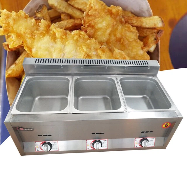 18L Commercial Countertop Natural gas/Propane Gas Fryer Gas Deep Fryer 3 Well