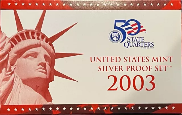 2003 S SILVER Proof Set US Mint ANNUAL 10 Coins w/ OGP and COA! - FREE SHIPPING!